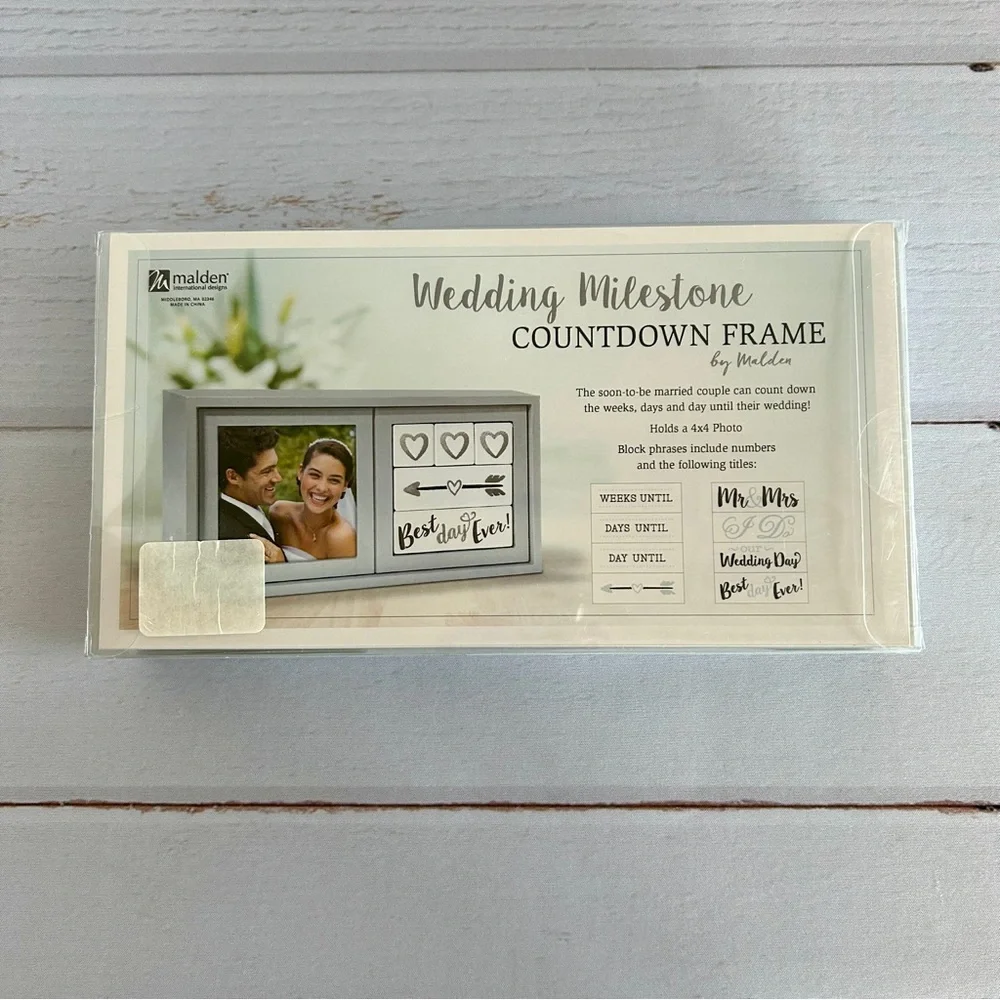 Wedding Calendar Engagement Countdown & Photo Frame | Malden | Freestanding Box